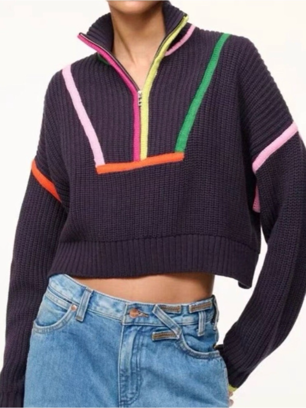 STAUD Cropped Hampton Sweater - XS